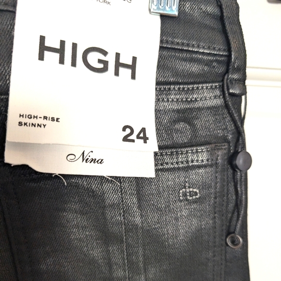 NEW Rag & Bone New York | Nina Skinny High-Rise Jean in Coated Black | Size 24 - Picture 9 of 10